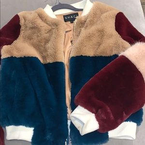 SHACI colorful fur bomber small forever 21